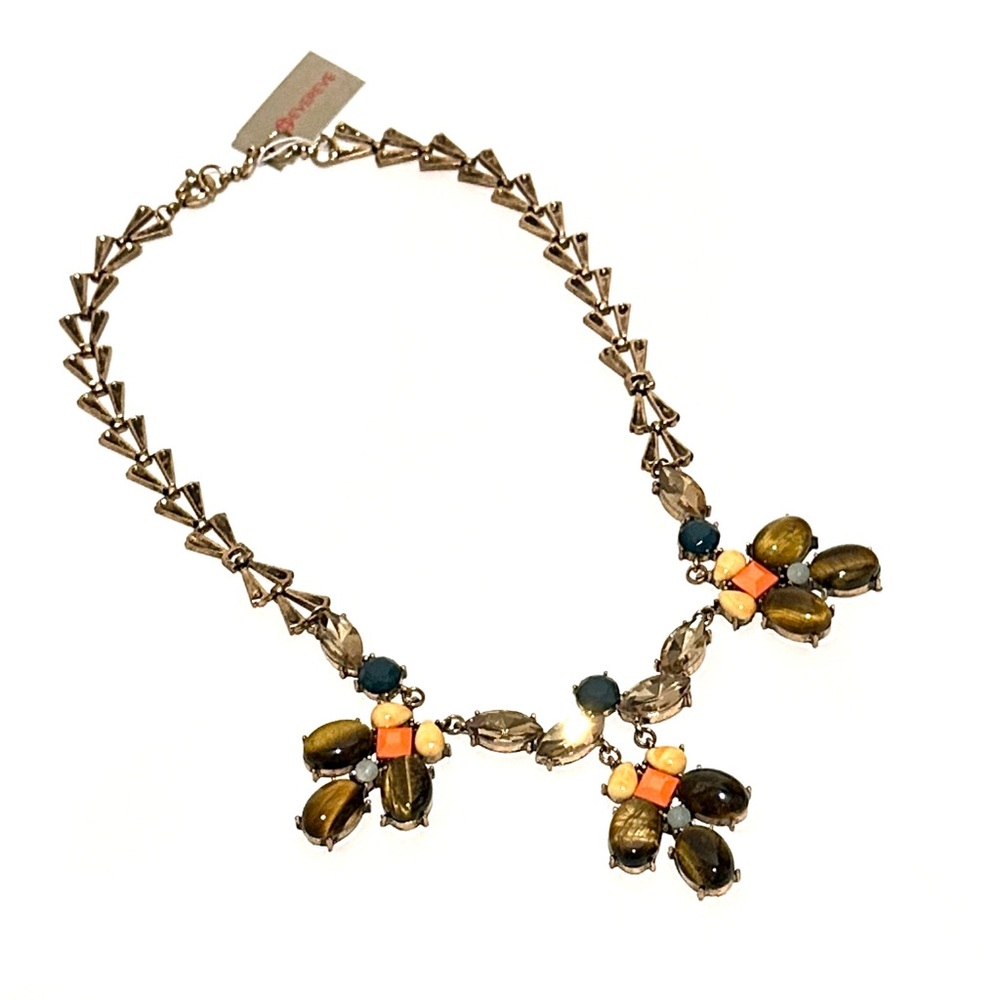 EVEREVE Sunset-Toned Tigers Eye & Citrine Brass Statement Necklace | NWT - Picture 8 of 8